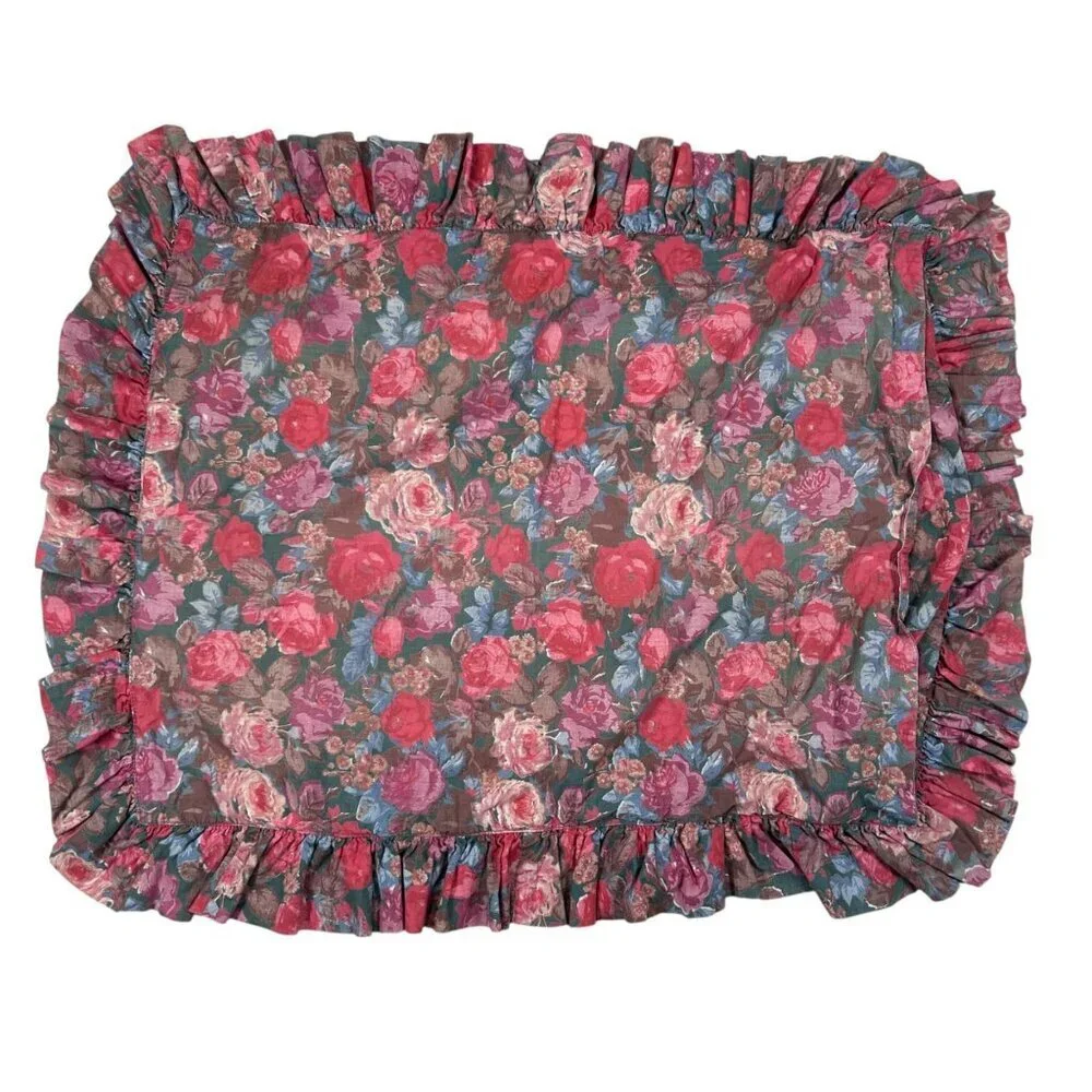 Floral Cottagecore Pillow Shams Set of 2 Ruffle Fem Country Farmhouse